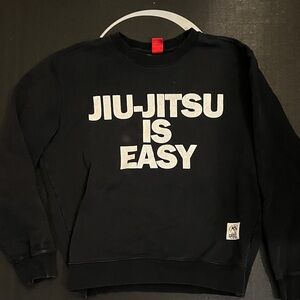 Gracie BJJ Black Crewneck Sweater with Bold Print